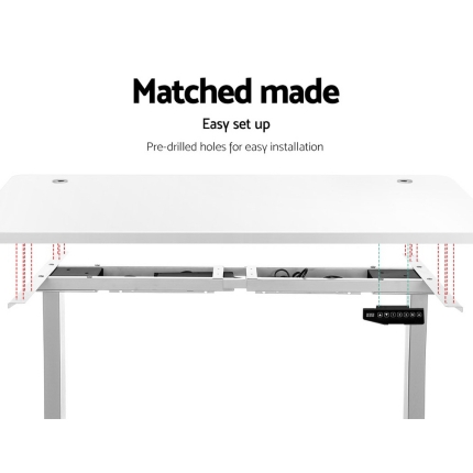 Artiss Height Adjustable Standing Desk Sit Stand Motorised Electric Roskos III White - Image 6