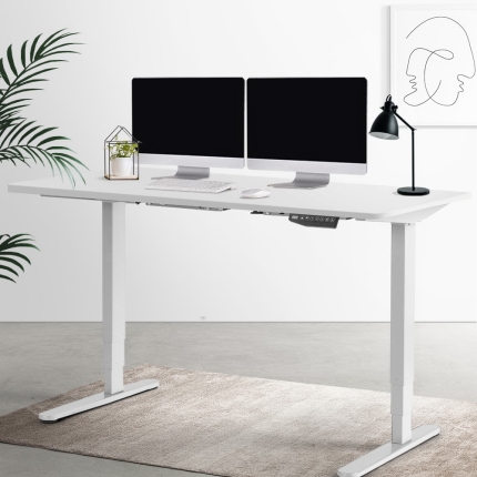Artiss Height Adjustable Standing Desk Sit Stand Motorised Electric Roskos III White - Image 7
