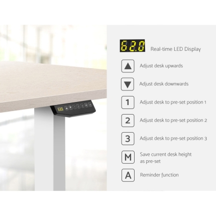 Artiss Height Adjustable Standing Desk Sit Stand Motorised Electric Roskos III White White Oak - Image 4