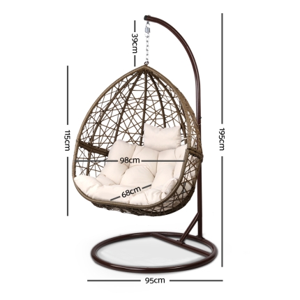 Gardeon Outdoor Hanging Swing Chair - Brown - Image 2