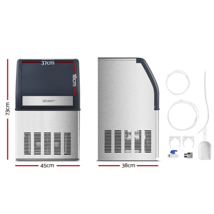 Devanti Commercial 10KG Ice Maker - Stainless Steel - Image 2