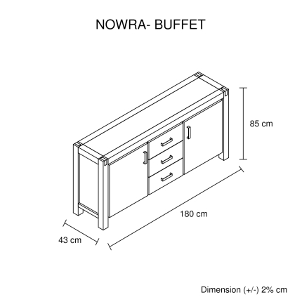NOWRA 3 DRAWER BUFFET - Image 7