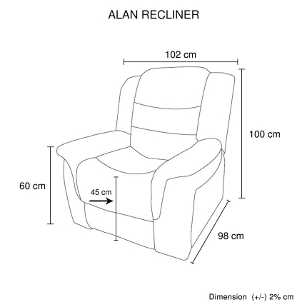 Alan Recliner Bonded Leather 1R Black - Image 9