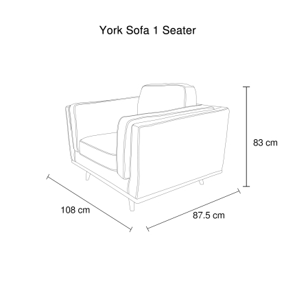 York Sofa 1 Seater Brown PU - Image 6