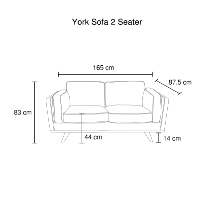 York Sofa 2 Seater Brown PU - Image 6