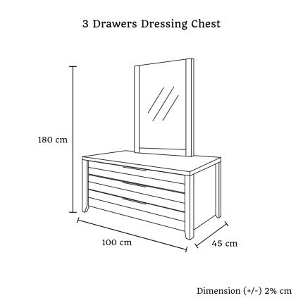 Alice 3 Drawers Dressing Chest - Image 9