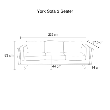 Sofa Brand New 3 Seater Fabric Cover Blue High Density Foam Wooden Frame York - Image 6
