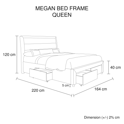 Megan Bedframe Queen Size Light Grey - Image 9