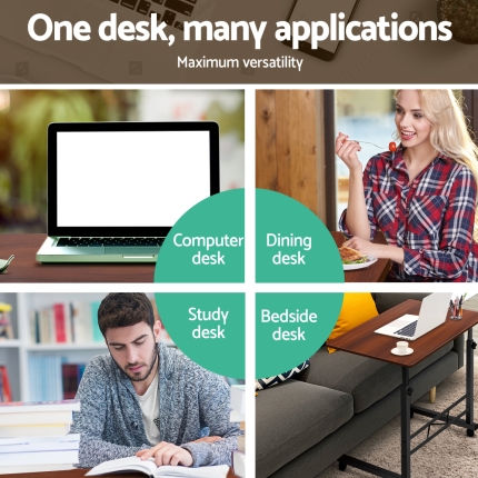 Mobile Twin Laptop Desk - Dark Wood - Image 2