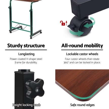 Mobile Twin Laptop Desk - Dark Wood - Image 6