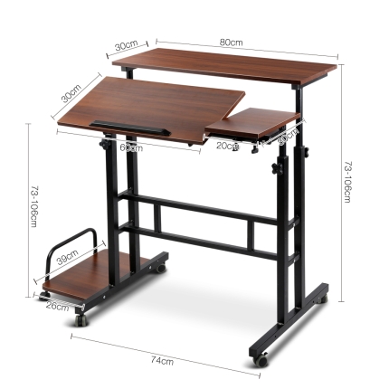 Mobile Twin Laptop Desk - Dark Wood - Image 2