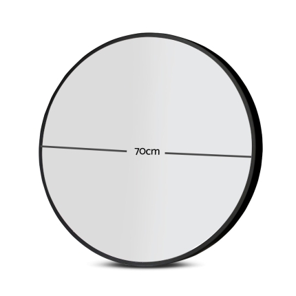 Embellir Round Wall Mirror 70cm Makeup Bathroom Mirror Frameless - Image 2