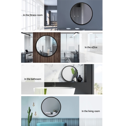 Embellir Round Wall Mirror 70cm Makeup Bathroom Mirror Frameless - Image 6