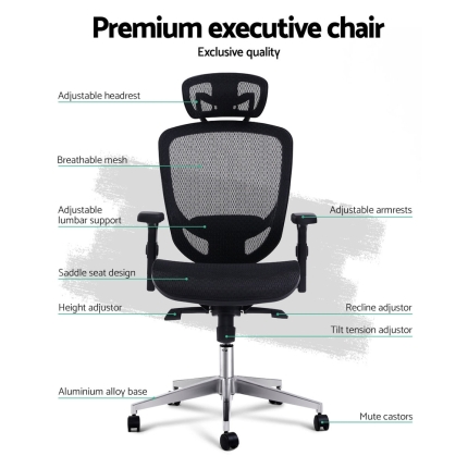 Artiss Office Chair Gaming Chair Computer Chairs Mesh Net Seating Black - Image 3