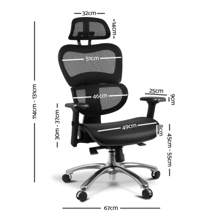 Executive Deluxe Office Mesh Chair Net High Back Home School Gaming Black - Image 2