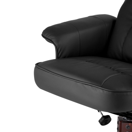 Artiss PU Leather Wood Armchair Recliner - Black - Image 6