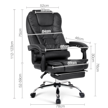PU Leather Reclining Chair with Footrest - Black - Image 2