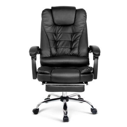 PU Leather Reclining Chair with Footrest - Black - Image 5