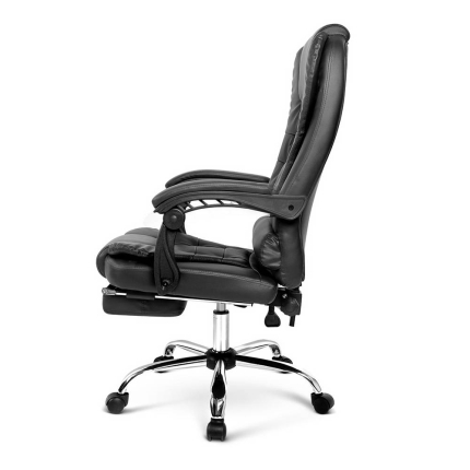 PU Leather Reclining Chair with Footrest - Black - Image 6