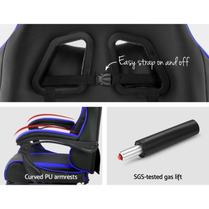 Artiss Gaming Office Chairs Computer Seating Racing Recliner Racer Black Blue - Image 5