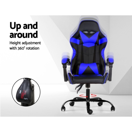 Artiss Gaming Office Chairs Computer Seating Racing Recliner Racer Black Blue - Image 6