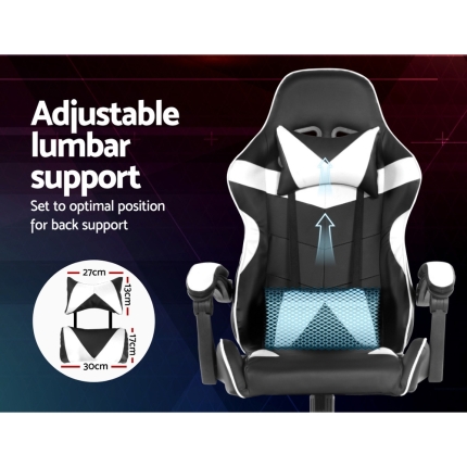 Artiss Gaming Office Chairs Computer Seating Racing Recliner Racer Black White - Image 6