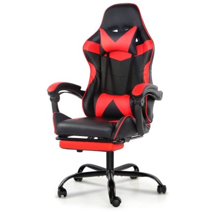 Artiss Gaming Office Chairs Computer Seating Racing Recliner Footrest Black Red - Image 3
