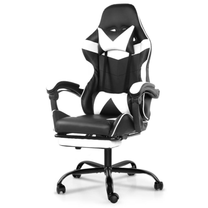 Artiss Gaming Office Chairs Computer Seating Racing Recliner Footrest Black White - Image 3