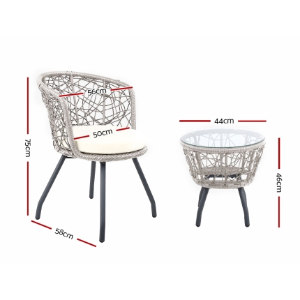 Gardeon Outdoor Patio Chair and Table - Grey - Image 2