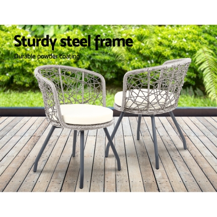 Gardeon Outdoor Patio Chair and Table - Grey - Image 3