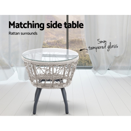 Gardeon Outdoor Patio Chair and Table - Grey - Image 5