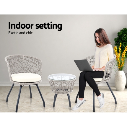 Gardeon Outdoor Patio Chair and Table - Grey - Image 6