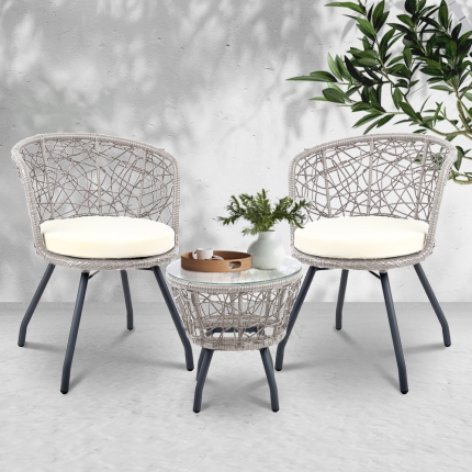 Gardeon Outdoor Patio Chair and Table - Grey - Image 7