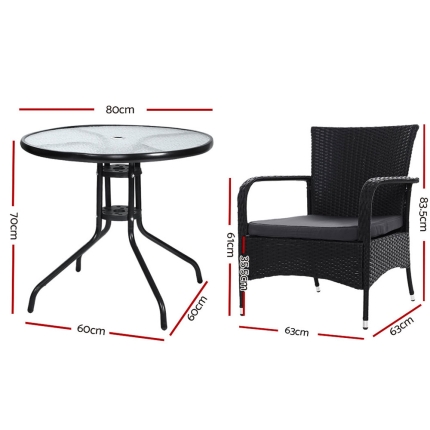 Gardeon Outdoor Dining Chairs Bistro Patio Furniture Chair Wicker Garden Extra Large Tea Coffee Cafe Bar Set - Image 2