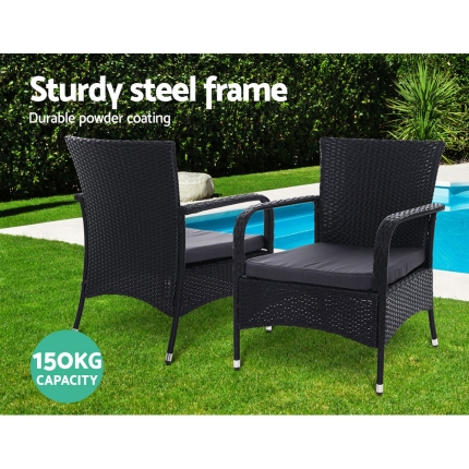 Gardeon Outdoor Dining Chairs Bistro Patio Furniture Chair Wicker Garden Extra Large Tea Coffee Cafe Bar Set - Image 4