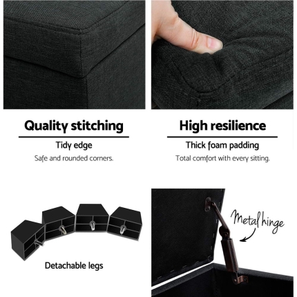 Premium Storage Ottoman - Charcoal - Image 6
