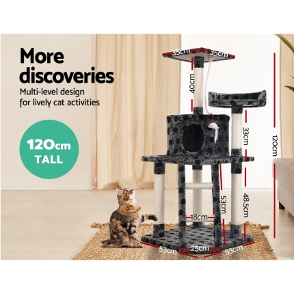 i.Pet Cat Tree 120cm Trees Scratching Post Scratcher Tower Condo House Furniture Wood 120cm - Image 5