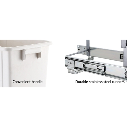 Devanti 20L Pull Out Bin Door Mount Kitchen Rubbish Bin White - Image 6