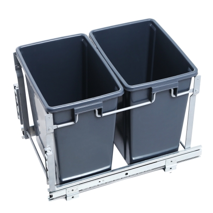 Devanti 2x15L Pull Out Bin Door Mount Kitchen Rubbish Bin Grey - Image 4