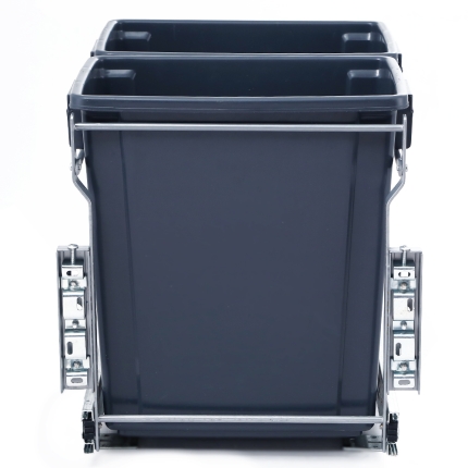 Devanti 2x15L Pull Out Bin Door Mount Kitchen Rubbish Bin Grey - Image 5