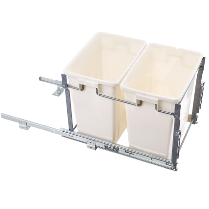 Devanti 2x15L Pull Out Bin Door Mount Kitchen Rubbish Bin White - Image 4