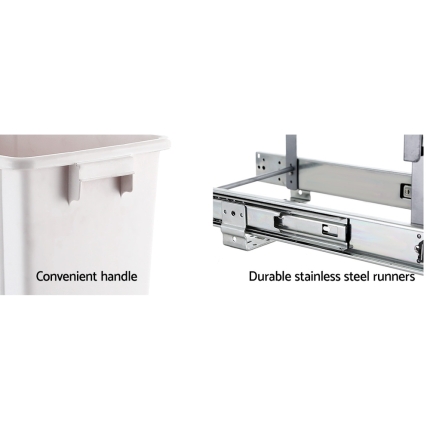 Devanti 2x15L Pull Out Bin Door Mount Kitchen Rubbish Bin White - Image 6