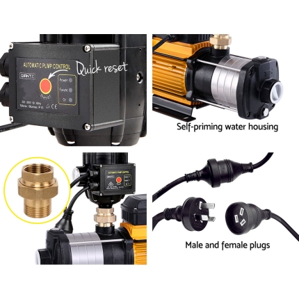Giantz Multi Stage Water Pump Pressure Rain Tank Garden Farm House Irrigation 2000W Black Controller - Image 5