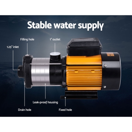 Giantz Multi Stage Water Pump Pressure Rain Tank Garden Farm House Irrigation 2000W Yellow Controller - Image 3