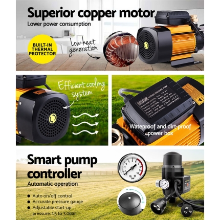 Giantz 2500W Multi Stage Water Pump Pressure Rain Tank Farm House Irrigation - Image 4