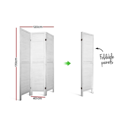 Artiss Room Divider Privacy Screen Foldable Partition Stand 3 Panel White - Image 2