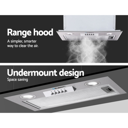 Devanti Range Hood Rangehood Undermount Built In Stainless Steel Canopy 52cm 520mm - Image 3