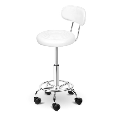 Artiss PU Leather Swivel Salon Stool - White - Image 3