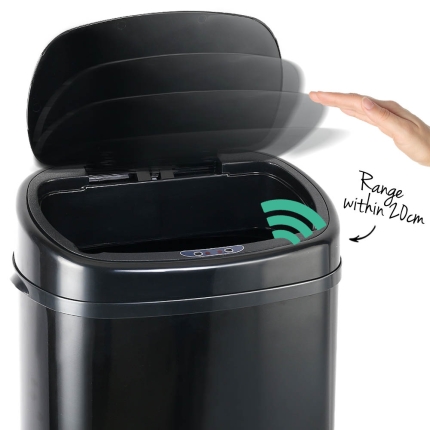 58L Motion Sensor Rubbish Bin - Black - Image 4
