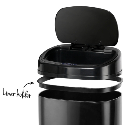 58L Motion Sensor Rubbish Bin - Black - Image 6